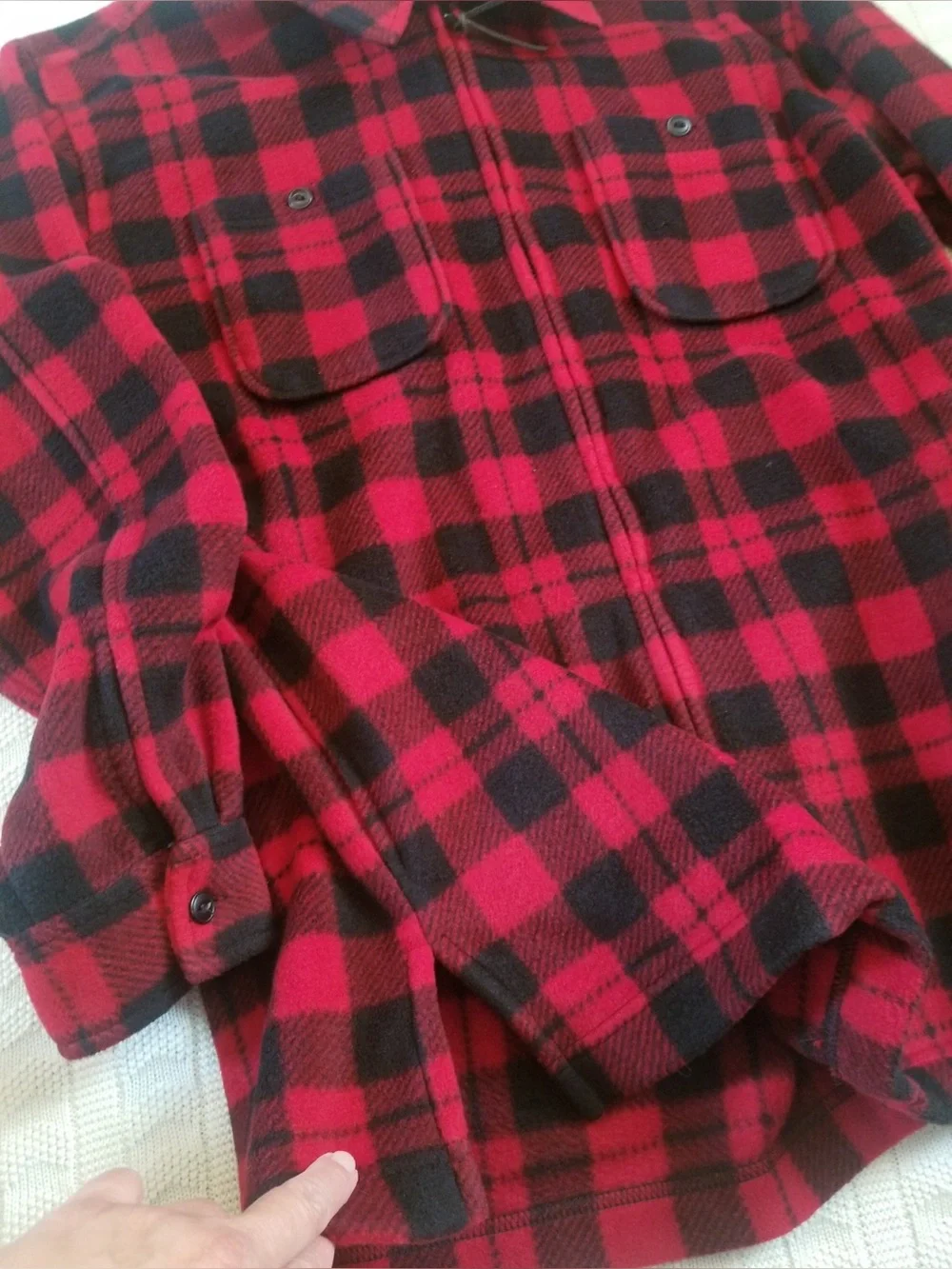 Lauren Ralph Lauren Red and Black Plaid Zip Up Sweater